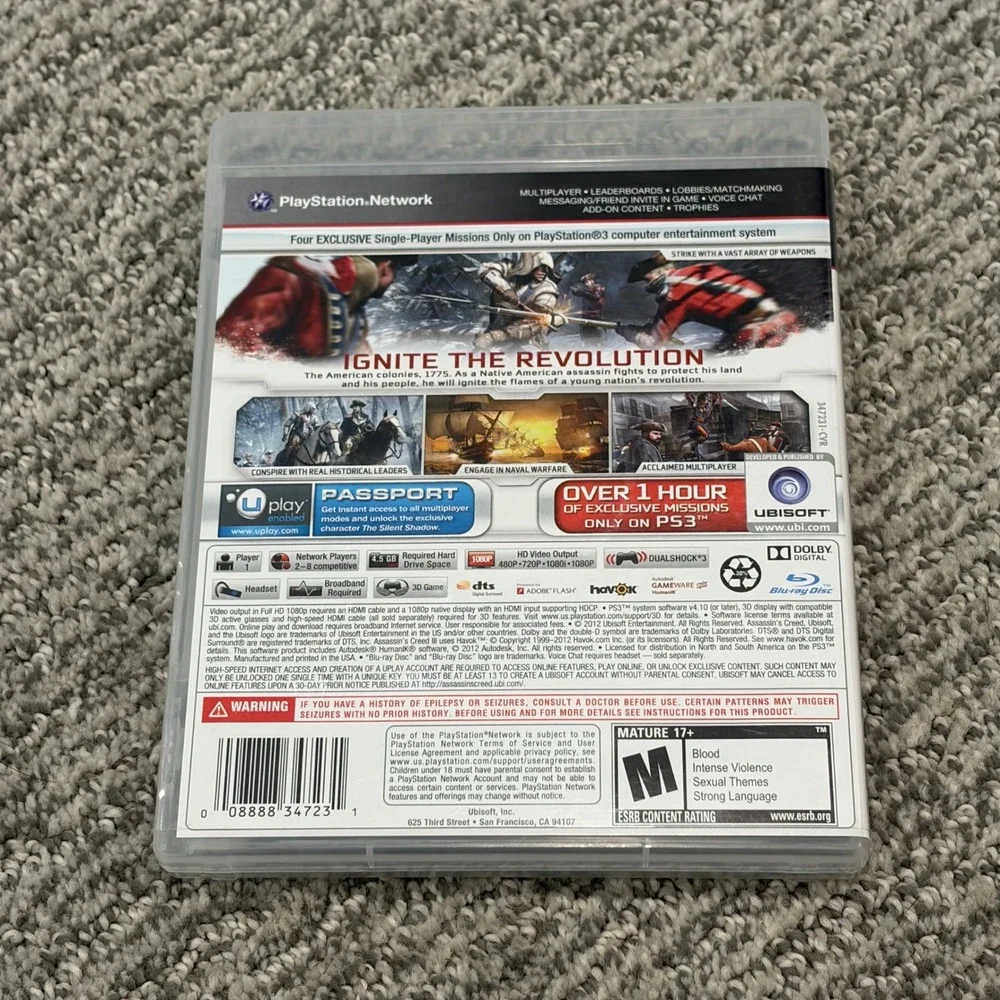 Ubisoft Assassins Creed III PS3 American Revolution Action‎ Adventutr